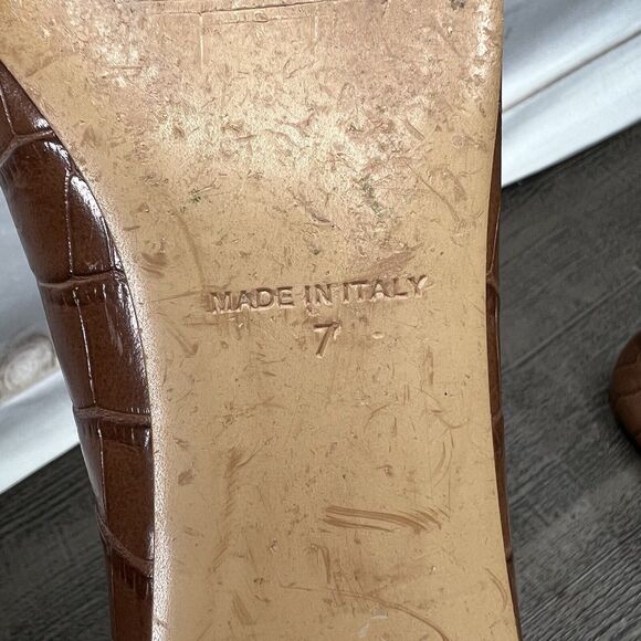 Everlane The 90's Flat Shoe 100% Brown Leather Croc Embossed Women’s Sz 7 - Picture 15 of 15